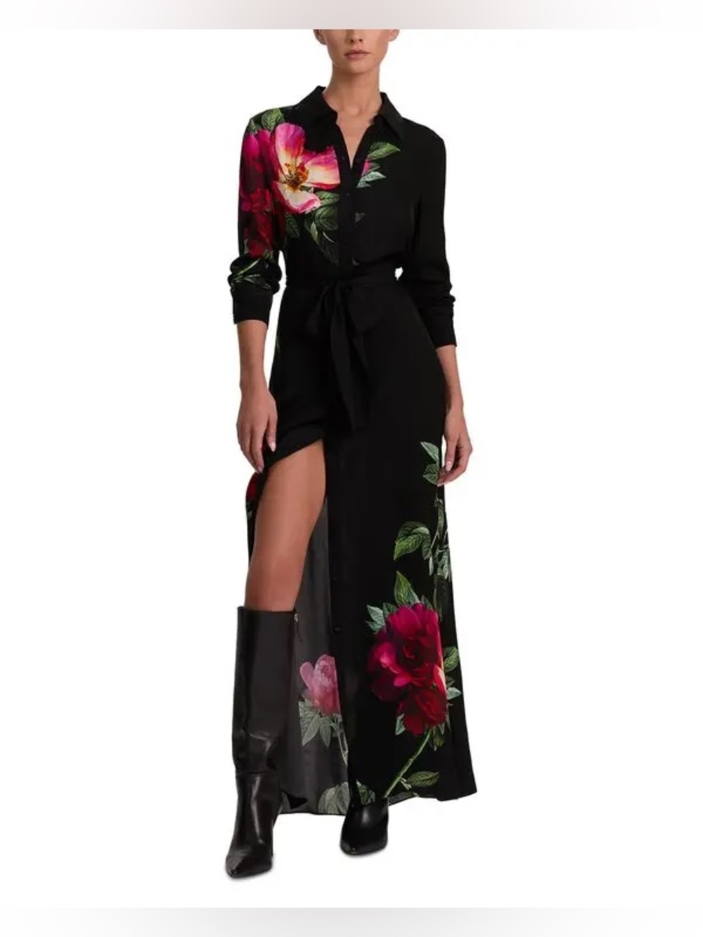 Alice + Olivia Chassidy Empress Bloom Maxi Shirt Dress